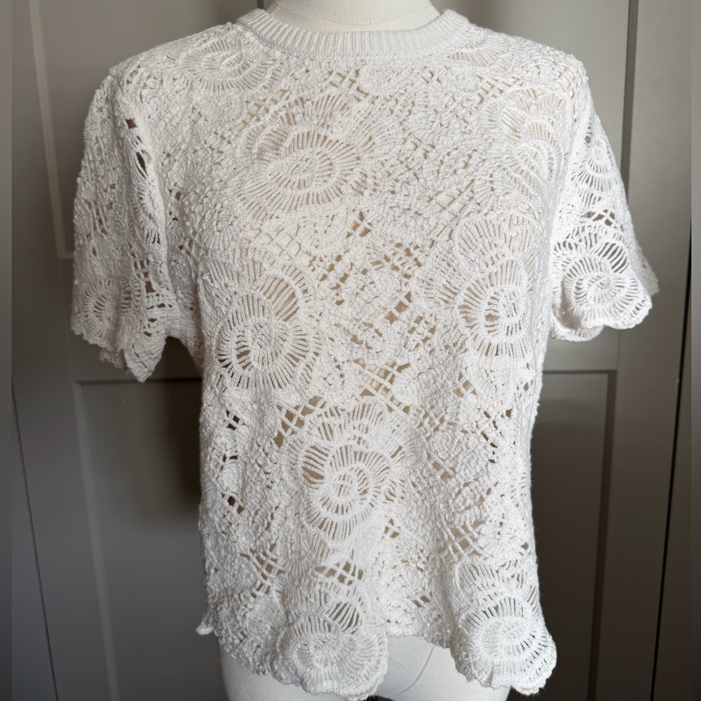 Abercrombie & Fitch White Lace Crochet Top Small Feminine